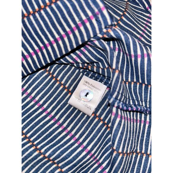 Anthropologie Lilla P Striped Blouse Size Medium Navy Blue Geometric - Picture 8 of 9